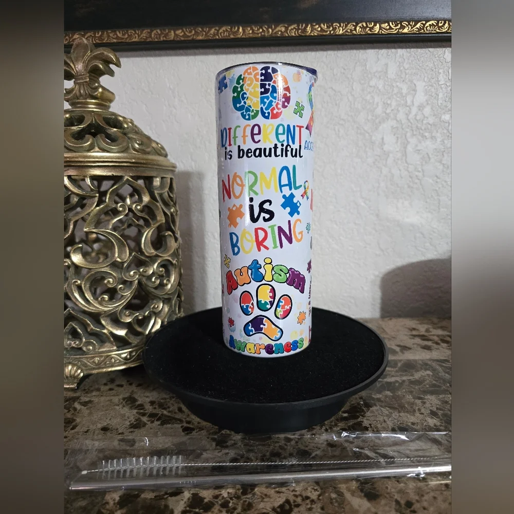 Colorful Autism Awareness Tumbler 20 oz - Picture 1 of 5